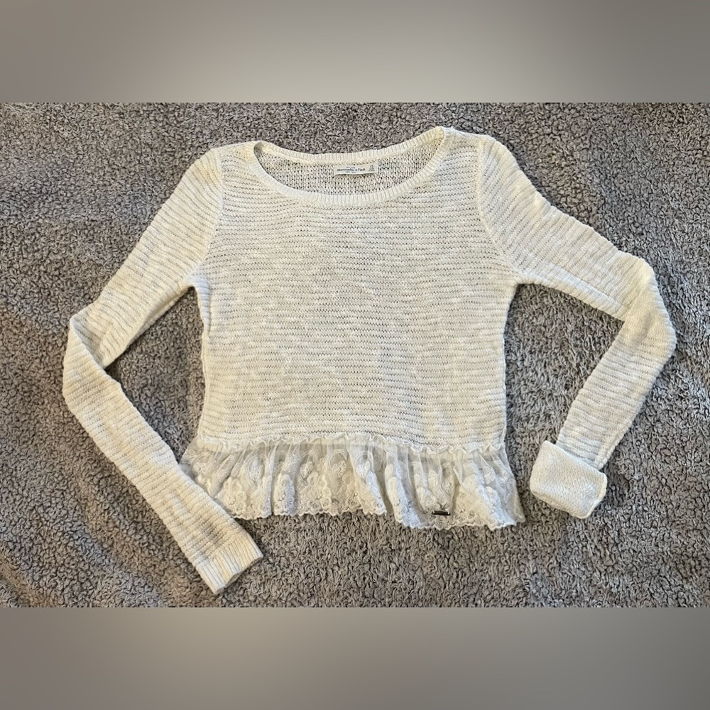 Vintage Abercrombie & Fitch Lace Peplum Sweater XS Y2K